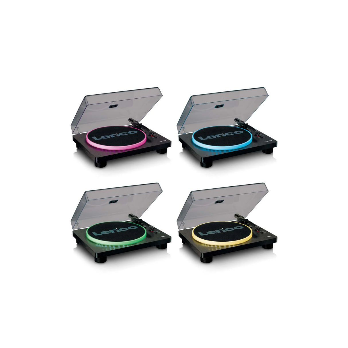 Lenco LS-50LED BK - Record Player with PC encoding, speakers and lights (Black)