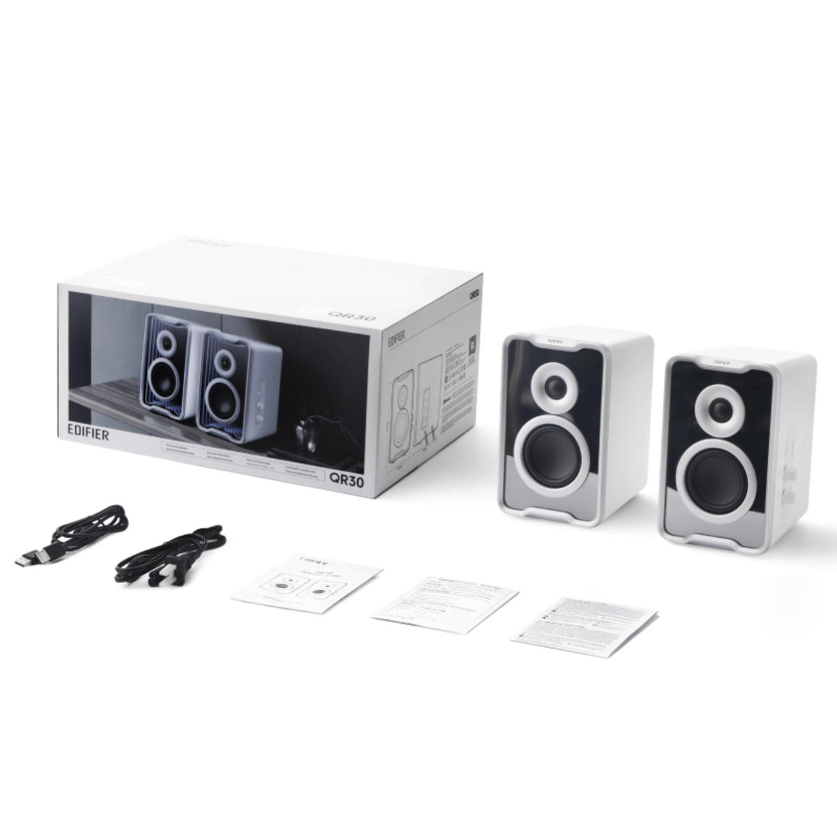 Edifier QR30 2.0 Powered Active Bookshelf Speaker with USB (White)