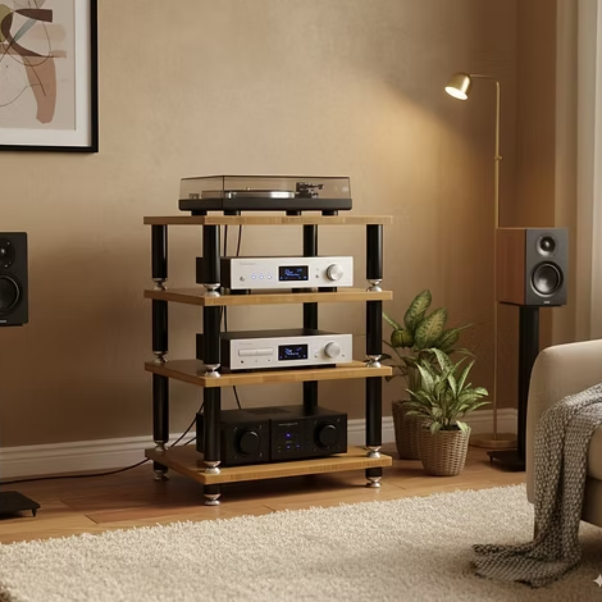 Norstone Stabbl Hifi AV Rack Bamboo (600MM)