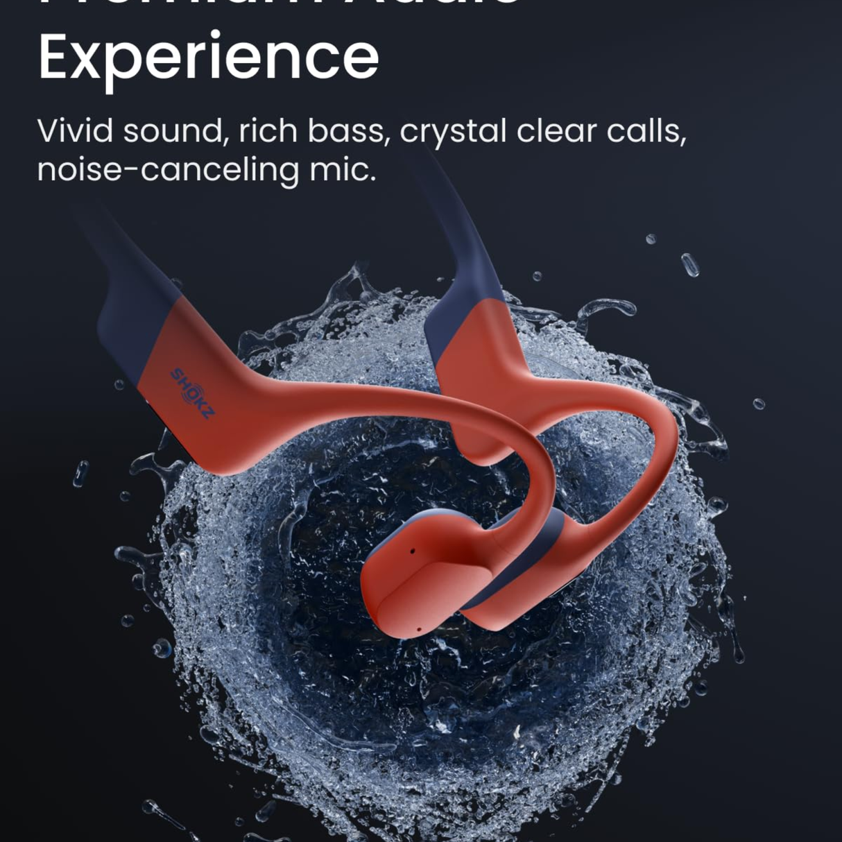 SHOKZ Openswim Pro Bone Conduction Sports Waterproof Noise Cancelling Headphones (Red)