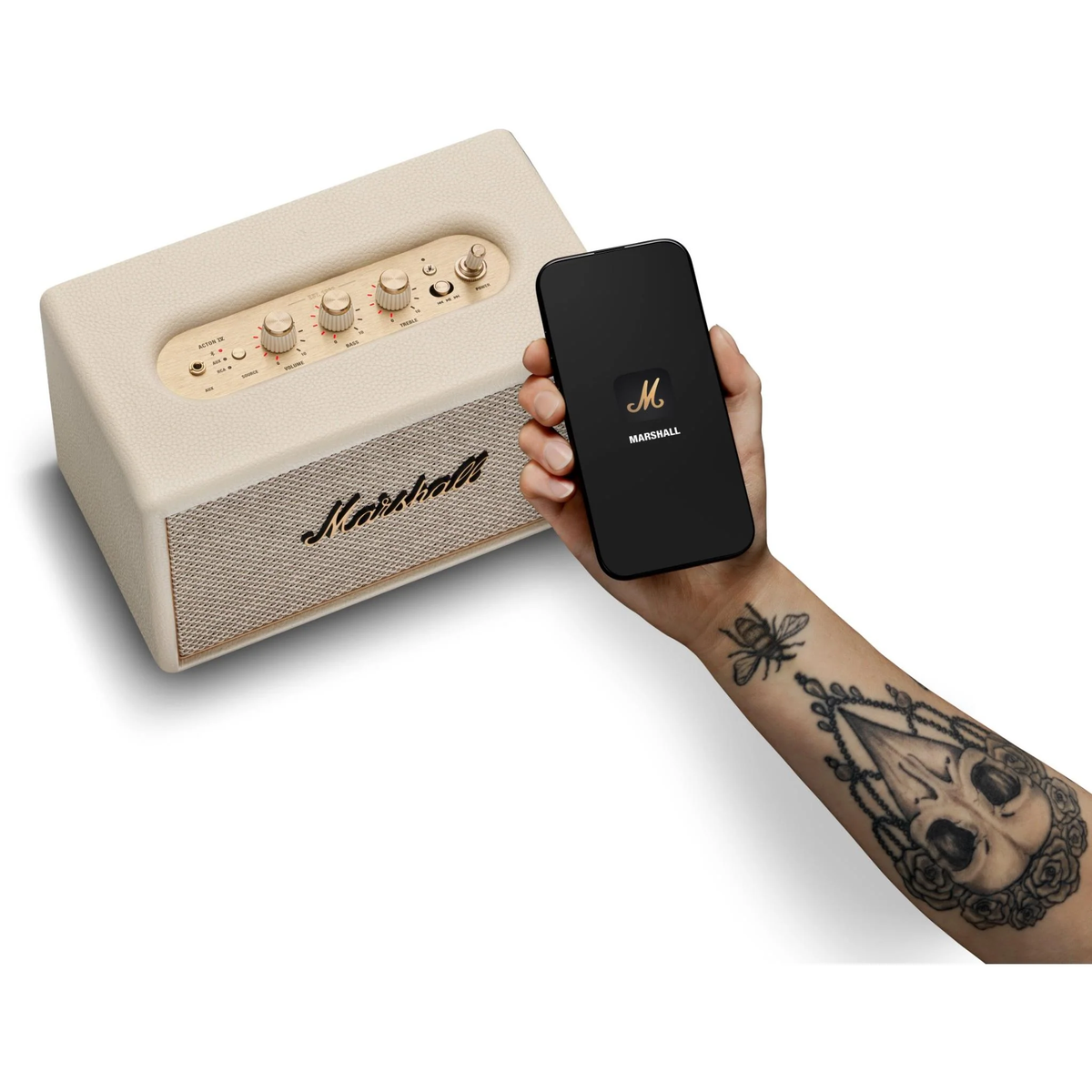 Marshall Acton IV Wired Connectivity Stereo Bluetooth Speakers with RCA or 3.5mm Input (Cream)