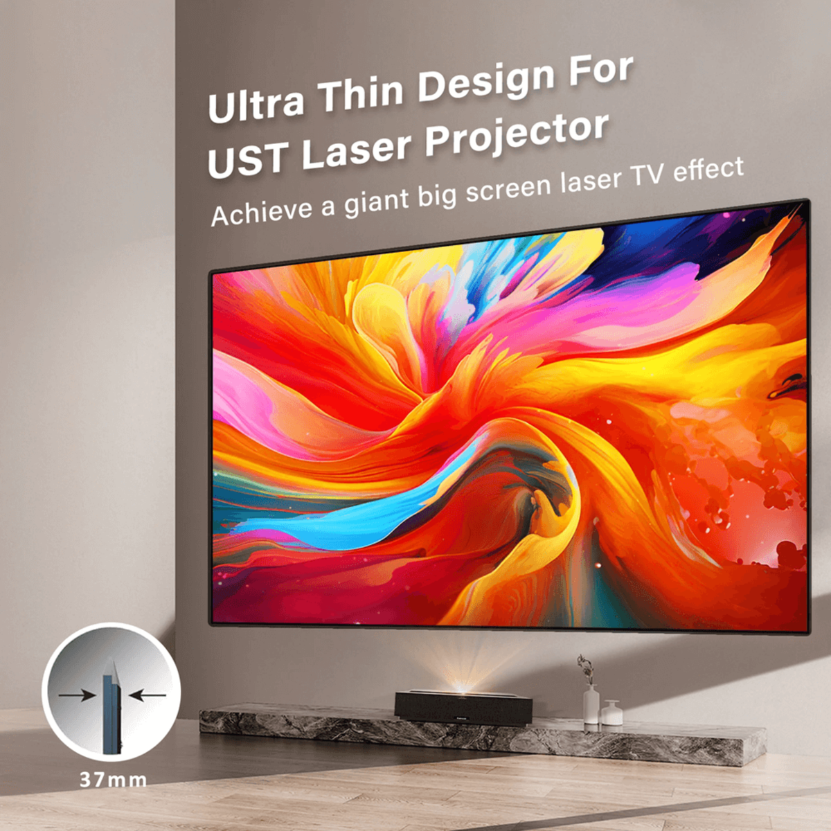 Fscreen Aura - Fresnel Grey ALR Ultra Short Throw Projection Screen Fixed Frame Screen 130 Inches