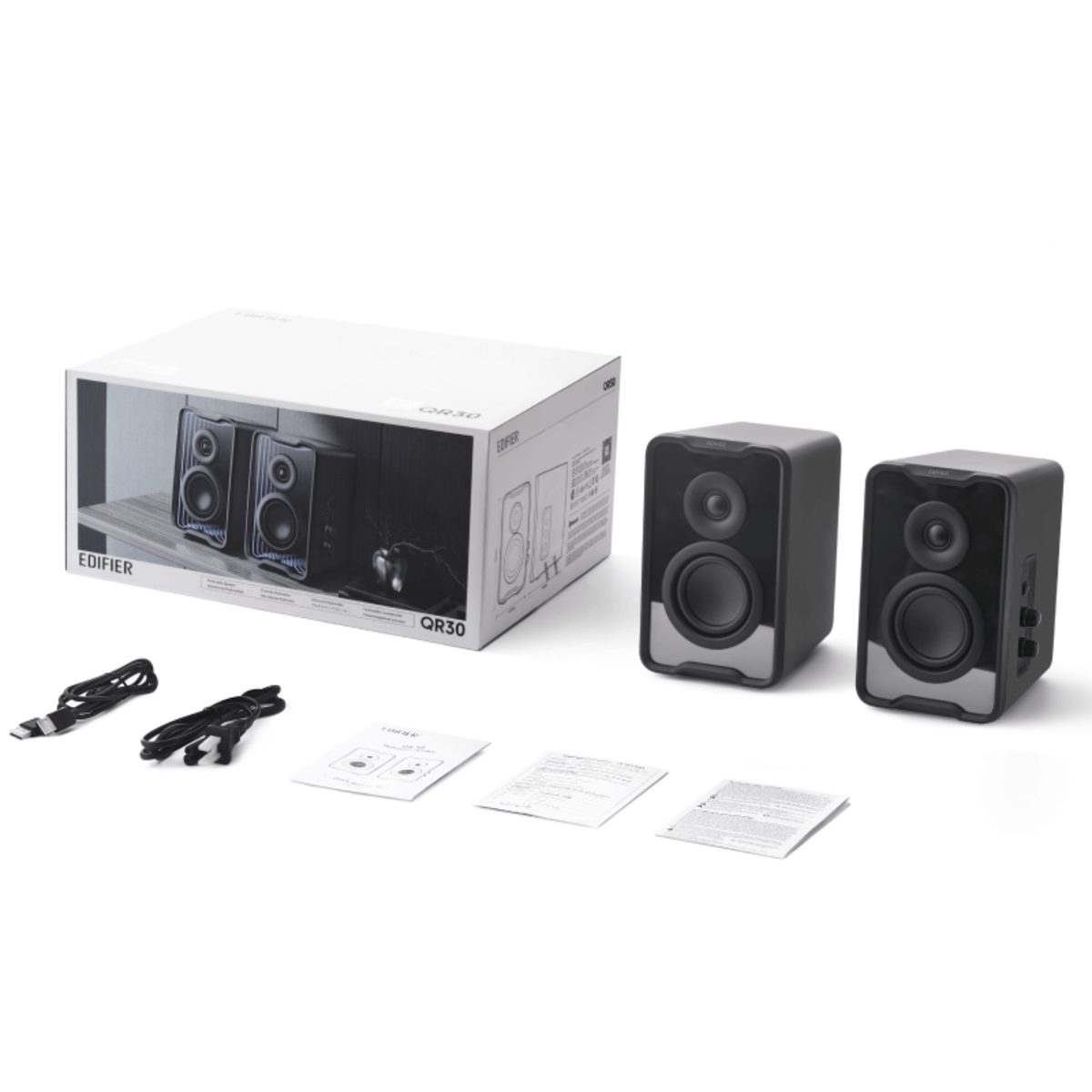 Edifier QR30 2.0 Powered Active Bookshelf Speaker with USB (Black)