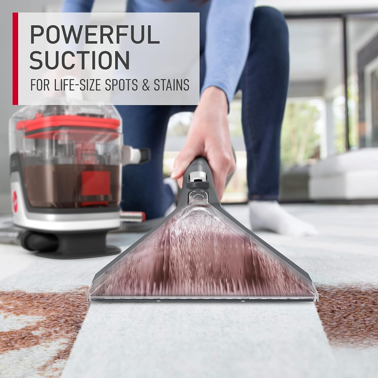Hoover Cleanslate Spot Washer - Powerful Carpet & Upholstery Multi-purpose Spot Cleaner, Removes Tough Stains, Portable, Kills over 99% of Bacteria (Red)