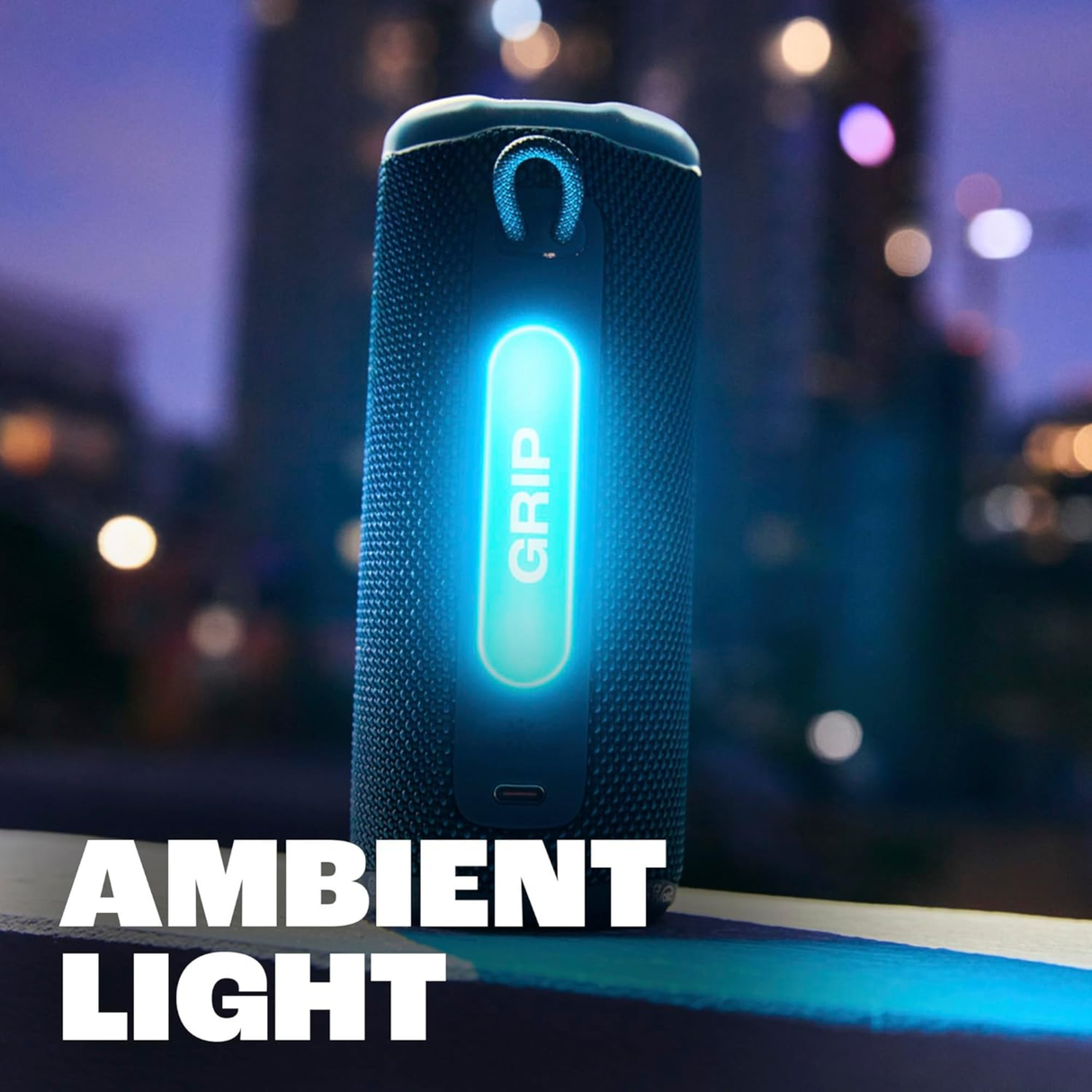 JBL Grip - Compact Bluetooth Speaker (Up to 14 Hours of Playtime, Water, Dust and Drop-Proof Multi-Speaker Connection) (Black)