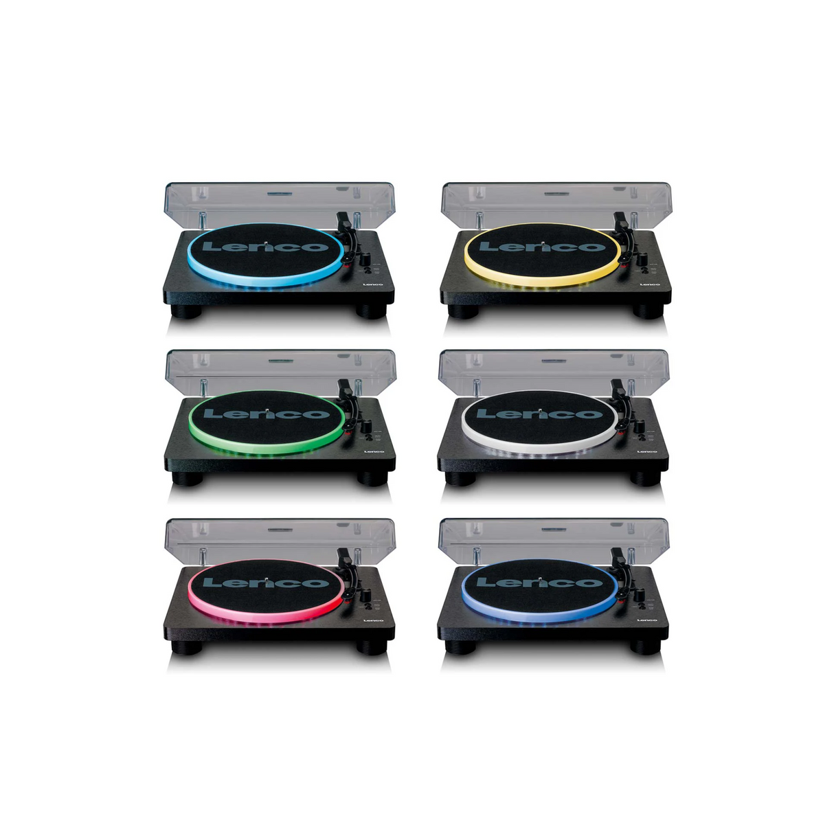 Lenco LS-50LED BK - Record Player with PC encoding, speakers and lights (Black)