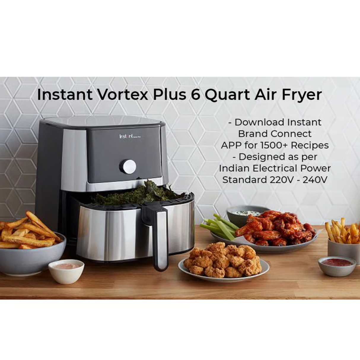 Instant Vortex Plus 6L Air Fryer, 6-in-1 with 360° EvenCrisp Technology, Touch Control Panel, Uses 95% Less Oil, Air Fry, Roast, Grill, Bake, Reheat & Dehydrate, 1500W, PFOA-Free & BPA-Free