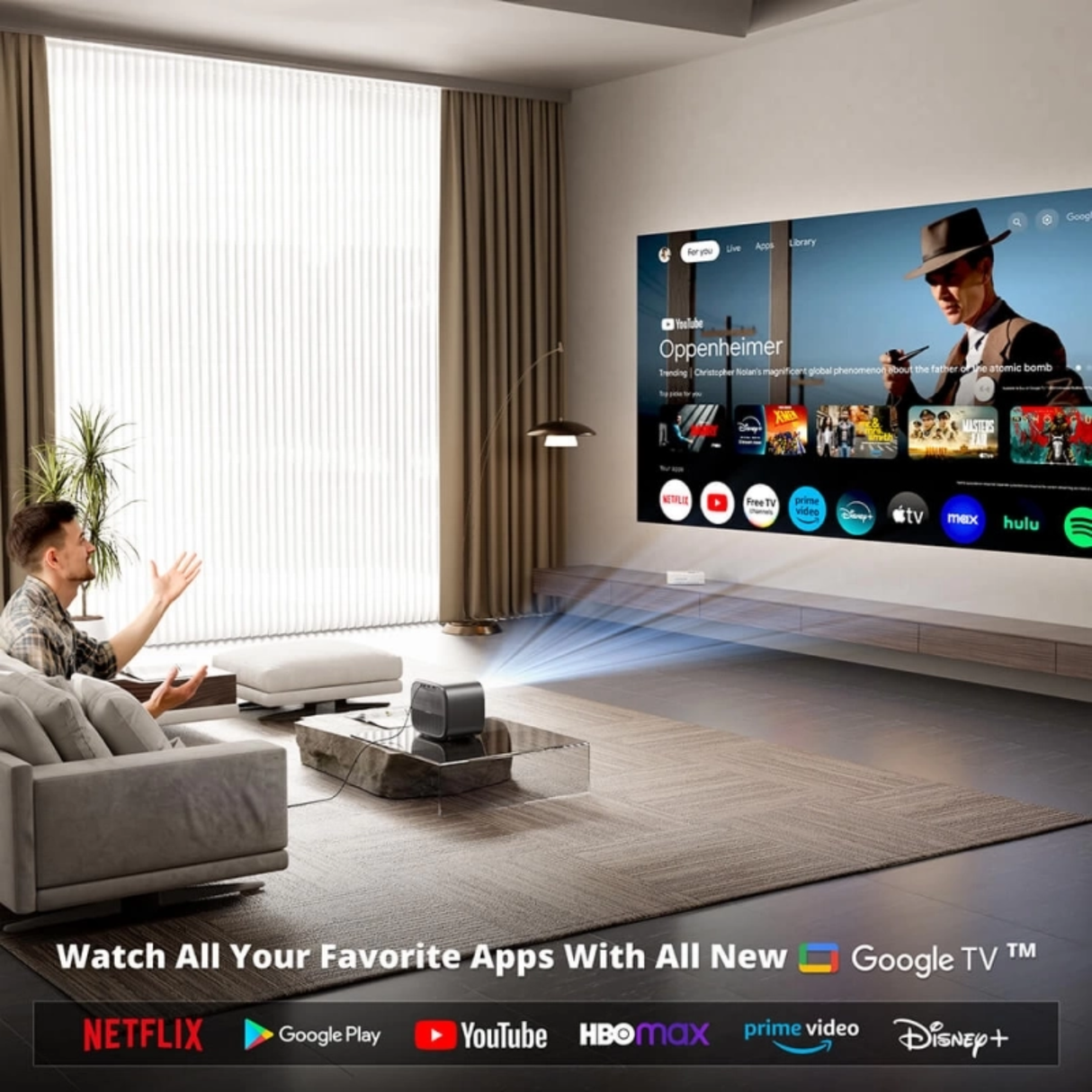 ETOE E3 Pro - 600 Lumens 1080P Full HD DLP Google TV Smart Portable Projector
