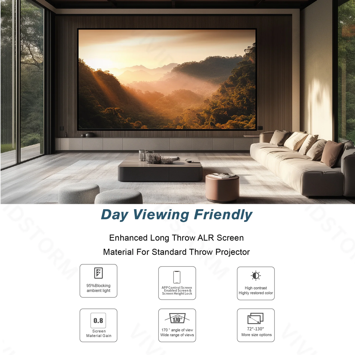 Vividstorm Fusion ALR - 120 Inches Fixed Frame Enhanced Long Throw ALR Projector Screen