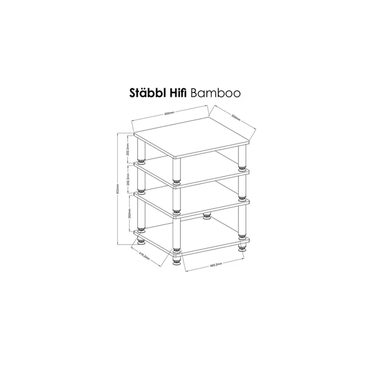 Norstone Stabbl Hifi AV Rack Bamboo (600MM)