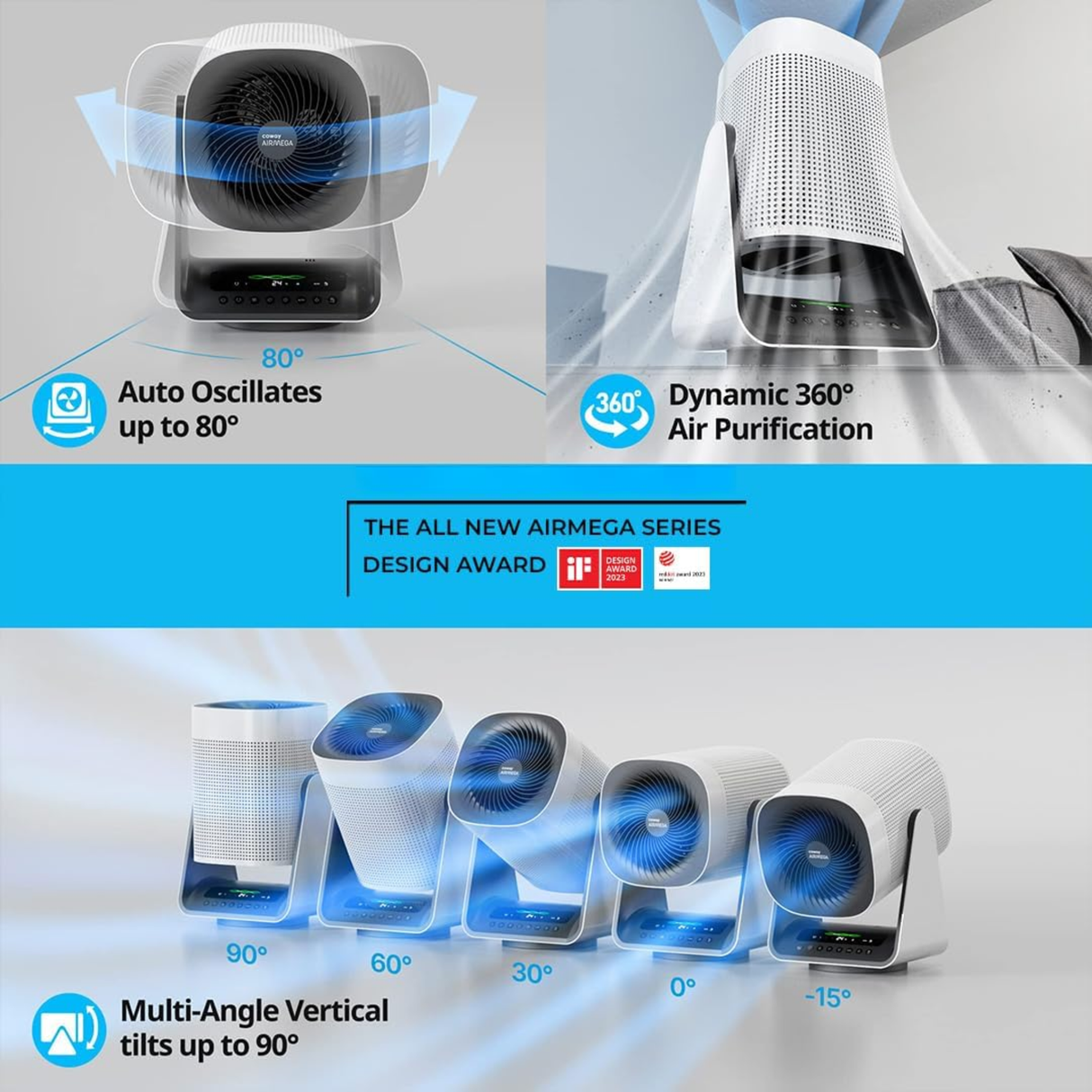 Coway Airmega AIM (AP-0623B) Air Purifier For Home, Cleans Upto 355 Sq.Ft, Longest Filter Life 8500Hrs (Approx. 1.5-2 Yrs), Kills Virus & PM 0.01 With 99.999% Efficiency