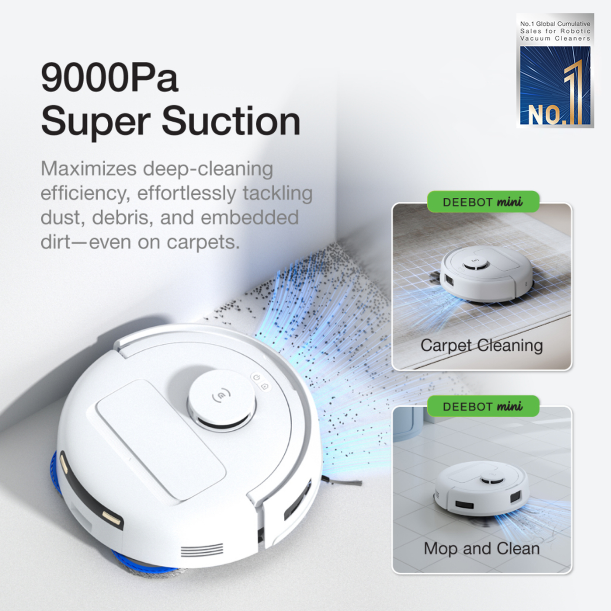 Ecovacs DEEBOT Mini Omni - 2 in 1 Robot Vacuum Cleaner (9000 Pa, Self-Emptying Omni Station, ZeroTangle 2.0, TrueMapping 2.0, 45℃ Hot Air Drying, Deep Mopping, One-Touch Self-Cleaning)