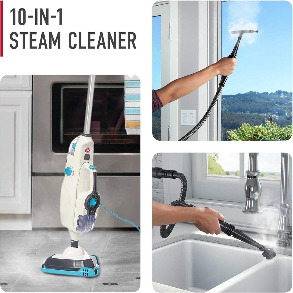 Hoover Steam Fresh Combi 2 in 1 Multi-Surface Powerful Steam Mop & Detachable Handheld Vacuum Cleaner with 10 Accessories