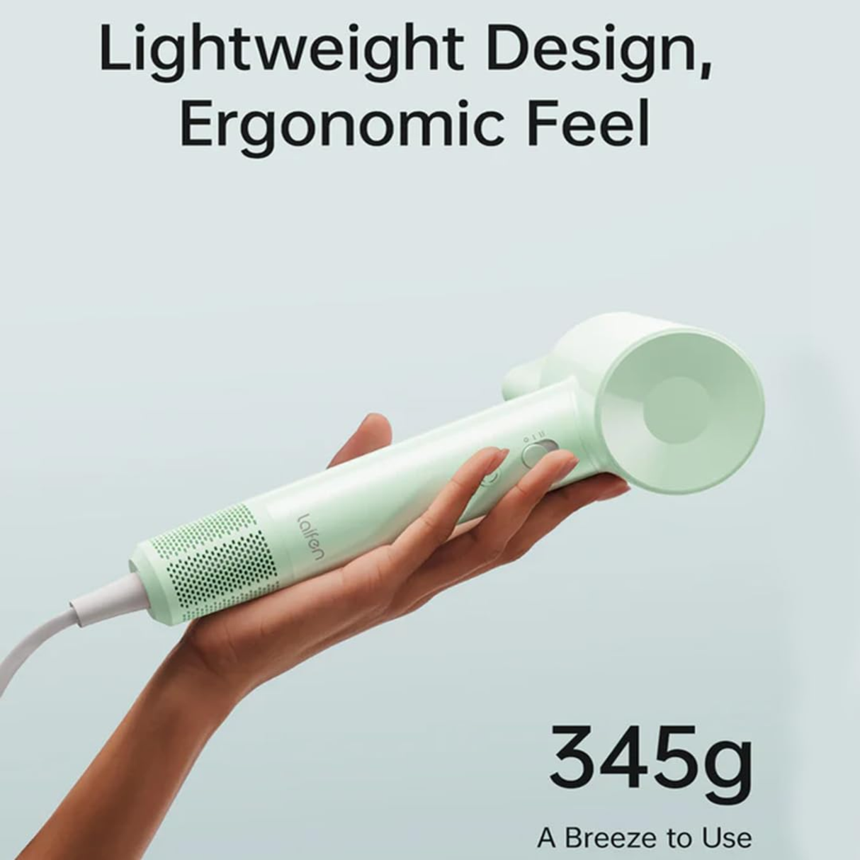 Laifen SE Lite Hair Dryer - 150 Million Negative Ionic Blow Dryer With 100,000 RPM Brushless Motor, 1400 Watt Powerful Fast Drying High-Speed Low Noise Hairdryer, Lightweight and Compact Design (Green)