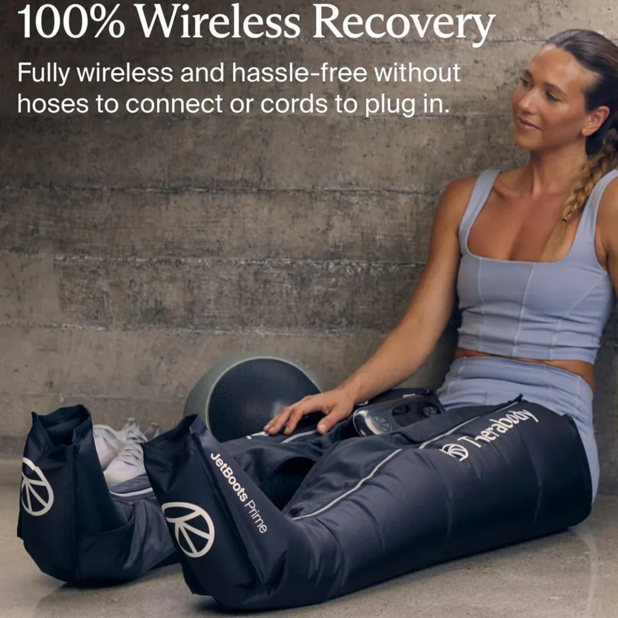 Therabody JetBoots Prime- Compression Massage Boots - Fully Wireless Air Circulation Muscle Recovery Device for Complete Pain Relief- Remote System with TruGrade & FastFlush Technology