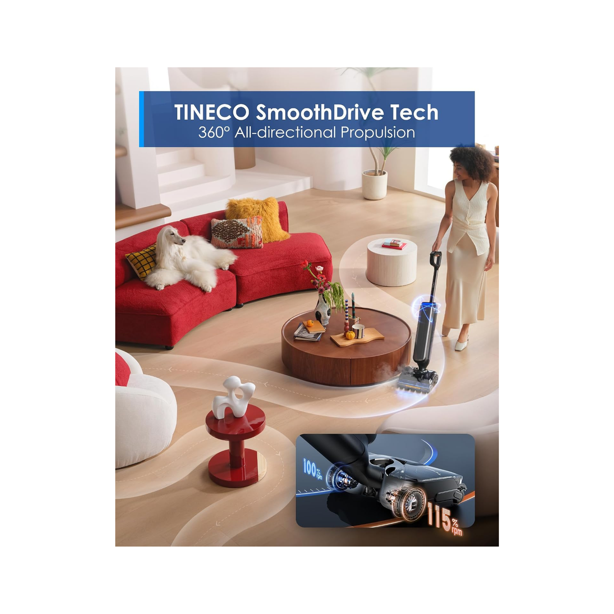 Tineco Floor One S9 - Artist Steam Wet Dry Vacuum Cleaner, High-temp Steam Cleaning, 22kPa Suction, 360° SmoothDrive, Anti-Tangle Design, 185°F Flashdry, Long Runtime,
