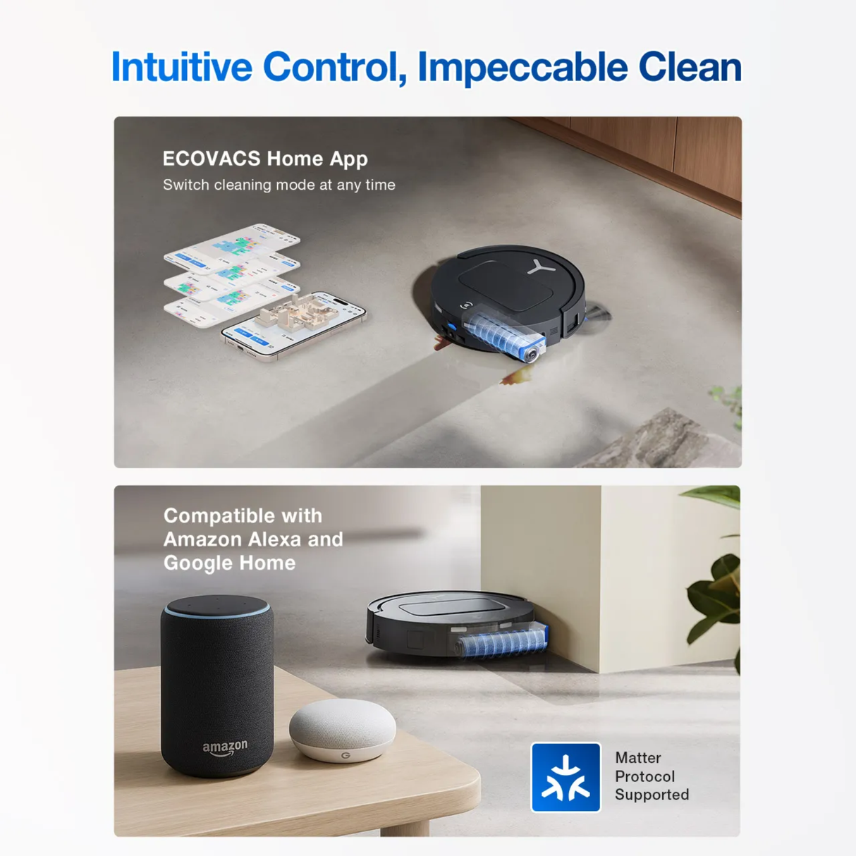 Ecovacs DEEBOT T80 Omni - 2 in 1 Robot Vacuum Cleaner & Mop, 18000 Pa, 6400 mAh Battery, OZMO Roller Real-Time Mop Washing, Self-Emptying, Hot Air Drying, AI ReMop 2.0