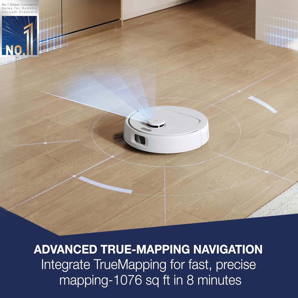Ecovacs DEEBOT N30 White - 2 in 1 Robot Vacuum Cleaner & Mop (10000 Pa Suction, 5200mAh Battery, Zero Tangle 2.0 Technology, Advanced TrueMapping, Maps 1100 sq ft in just 8 mins)