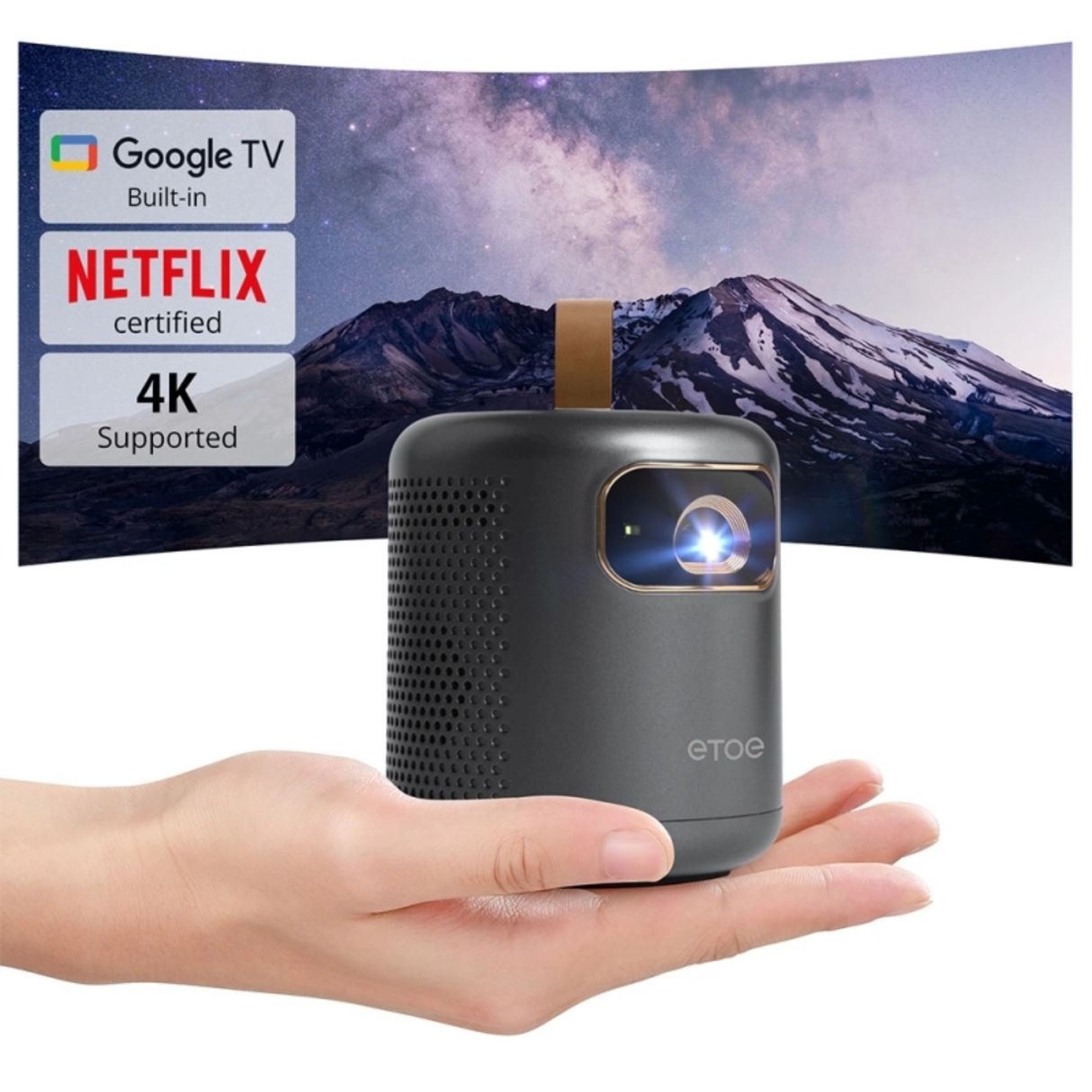 ETOE Dolphin - 1080P Full HD DLP Smart Portable Google TV Projector with Built In Battery