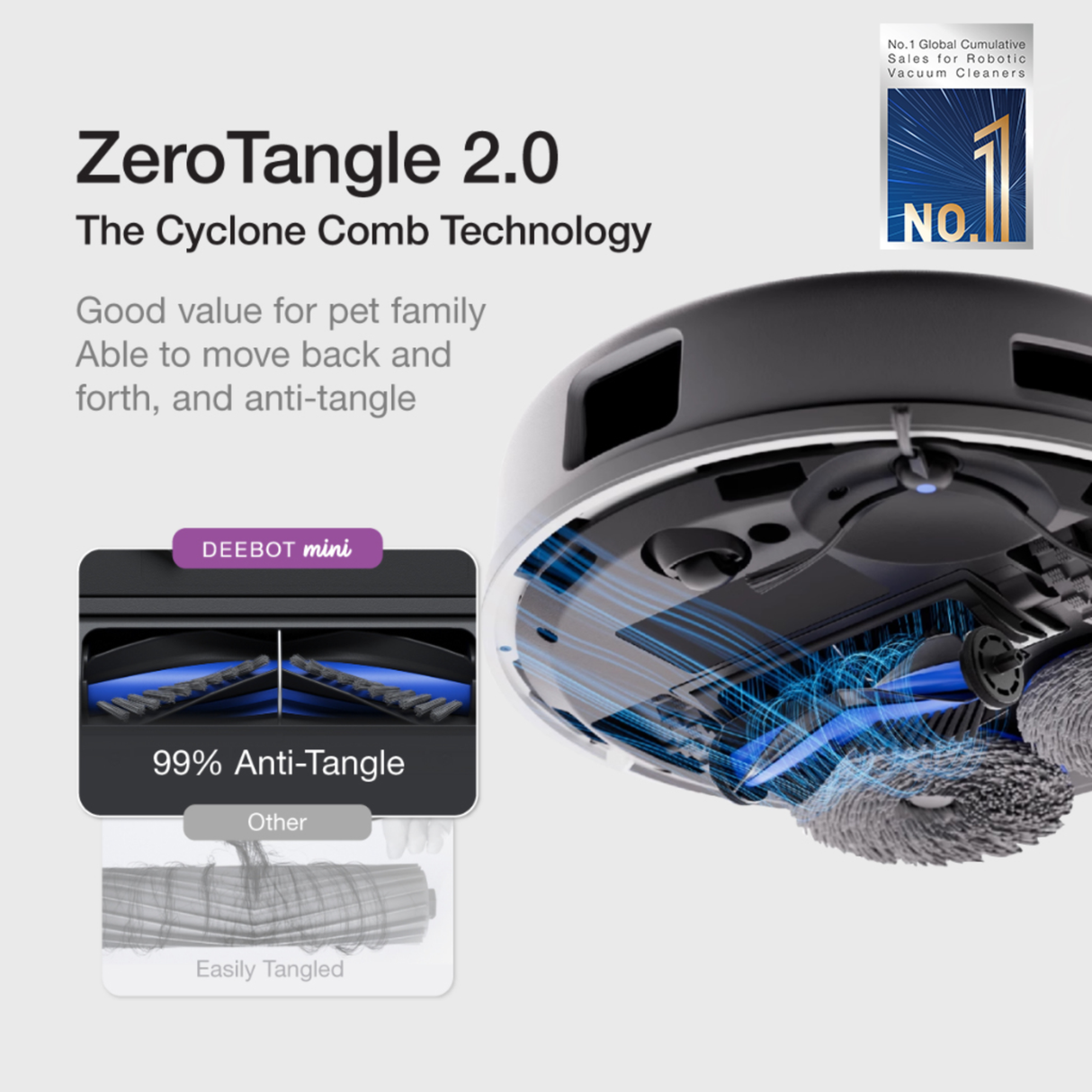 Ecovacs DEEBOT Mini Omni - 2 in 1 Robot Vacuum Cleaner (9000 Pa, Self-Emptying Omni Station, ZeroTangle 2.0, TrueMapping 2.0, 45℃ Hot Air Drying, Deep Mopping, One-Touch Self-Cleaning)