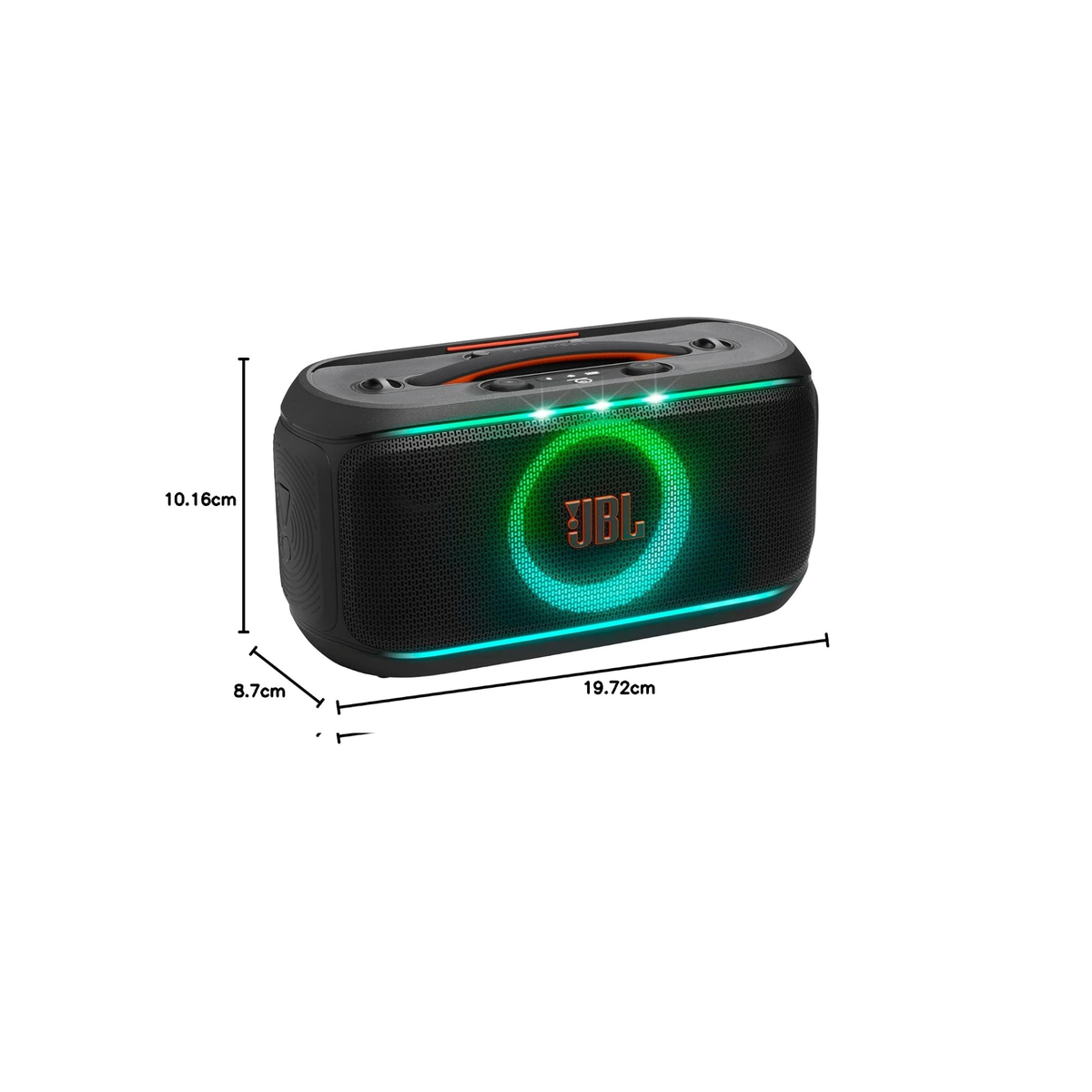 JBL PartyBox On-The-Go 2 Portable Bluetooth Party Speaker with Wireless Mic, Dynamic Lightshow, 15-Hour Playtime, Splashproof