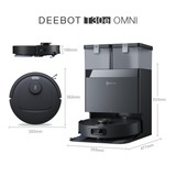 Ecovacs Deebot T30e Omni - 2 in 1 Robot Vacuum Cleaner & Mop, 25000 Pa Suction, Self-Empty & Self Wash Omni-Station, ZeroTangle 3.0, Hot Air-Drying, Auto-Lift Mop, 300 Min Runtime