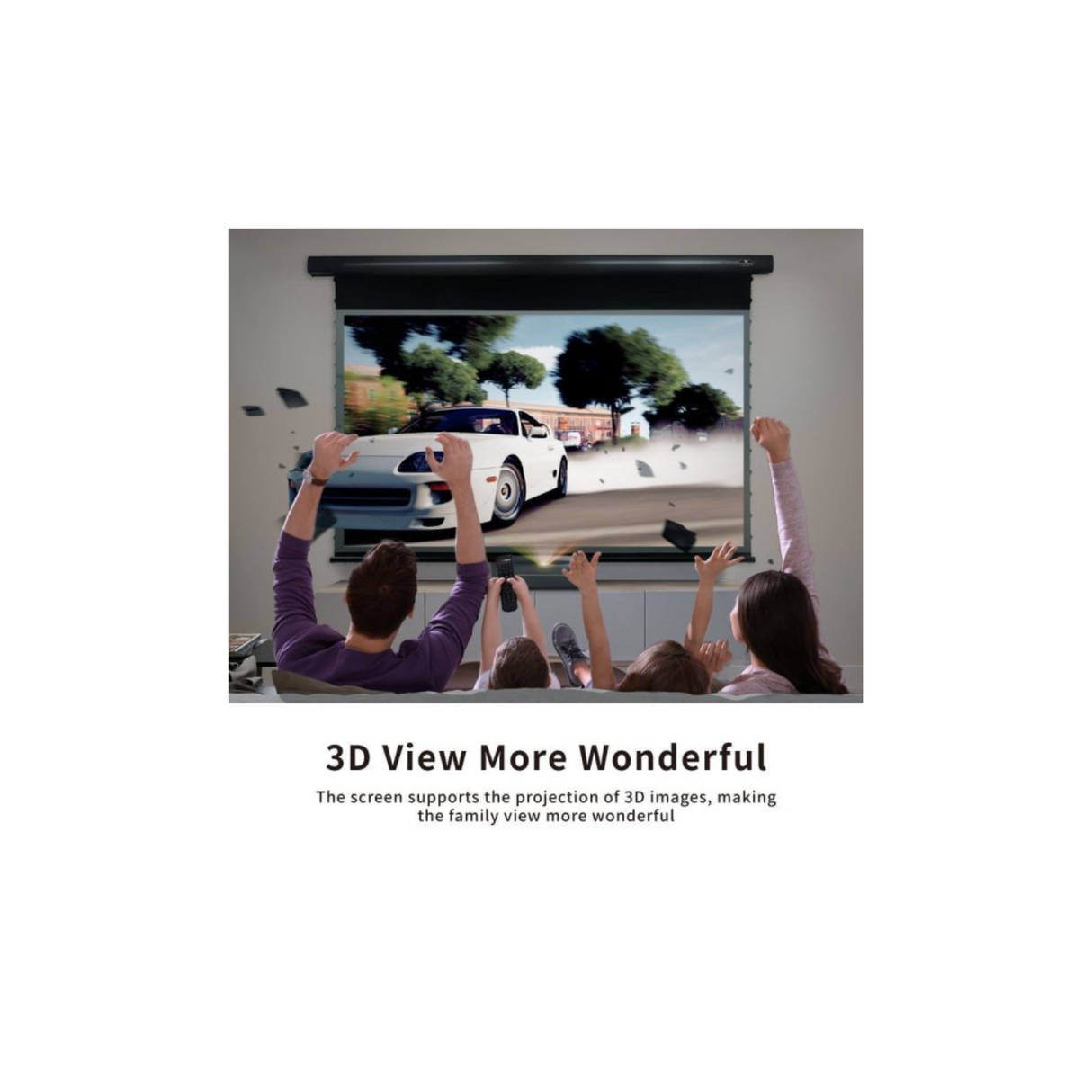 Vividstorm PRO Slimline Tab Tension Ultra short Throw Ambient Light Rejecting Drop Down Motorised Projection Screen 100 Inches