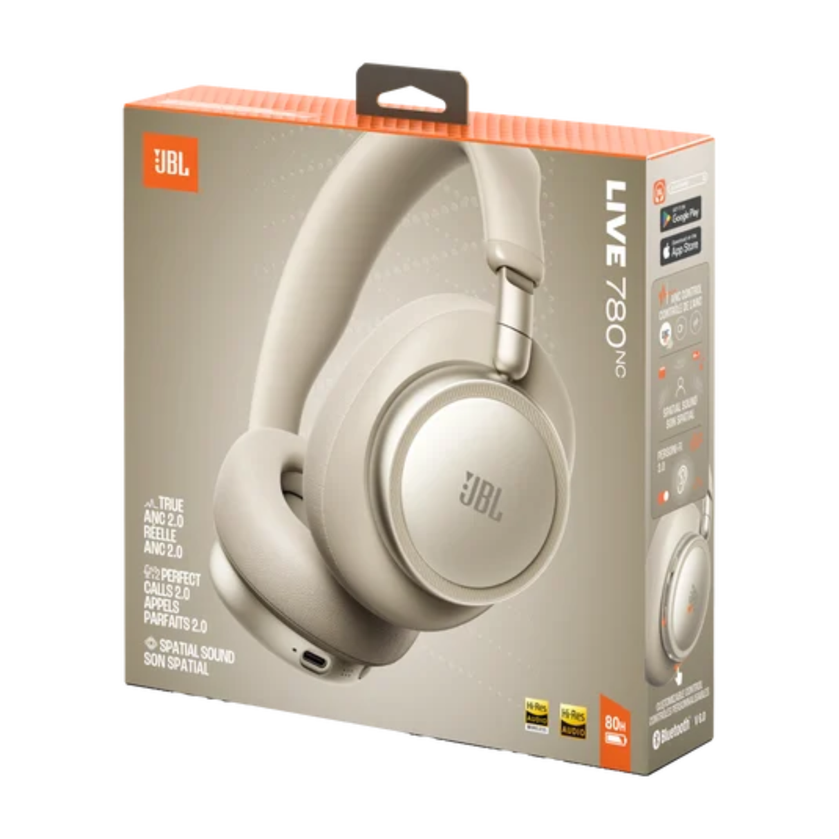 JBL Live 780NC - Wireless Over-Ear True Adaptive Noise Cancelling Headphones with Hi-Res Audio (Sand)
