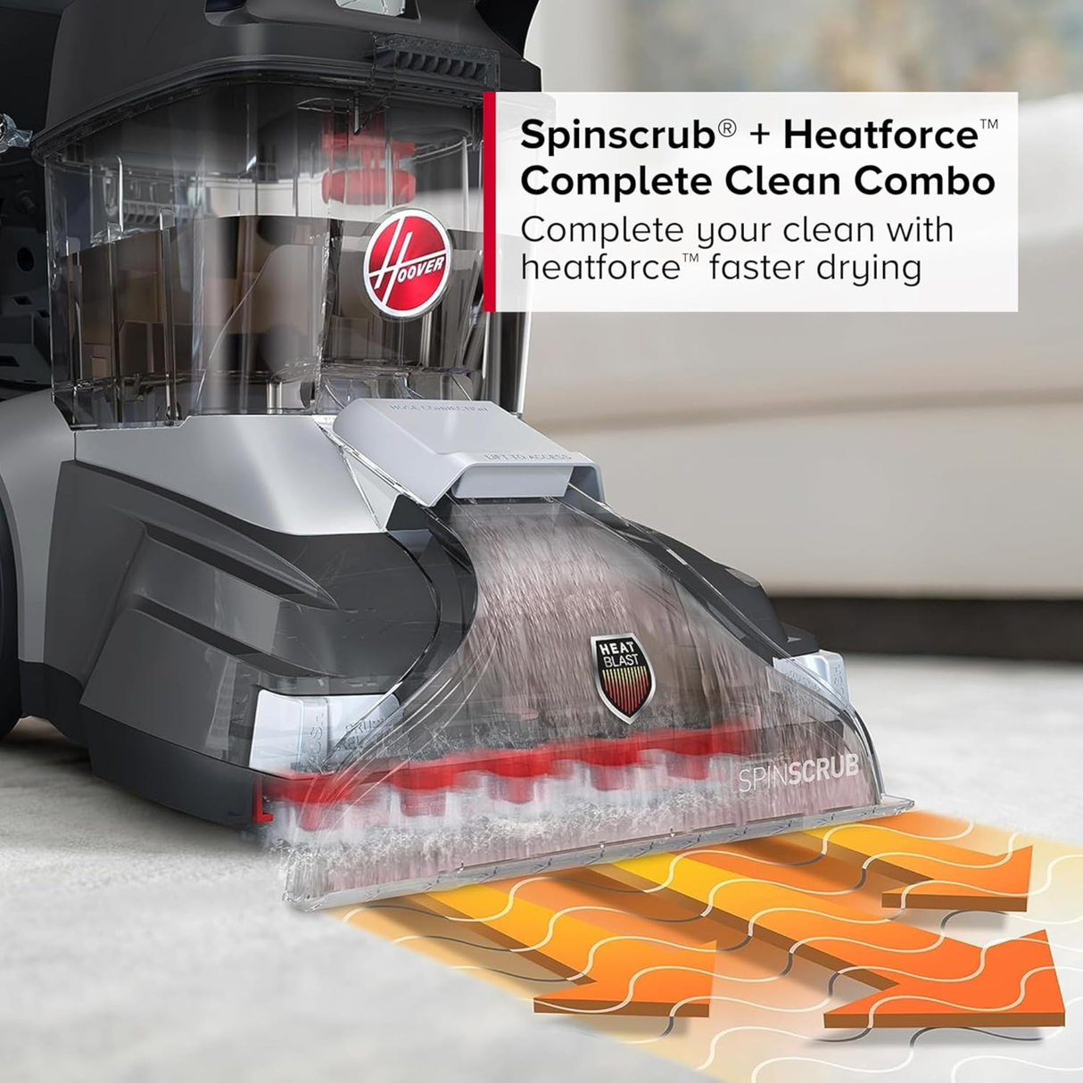 Hoover Powerscrub XL - Pet Carpet Cleaner & Hard Floor Vacuum Cleaner for Home & Office, SpinScrub XL for tough stains and HeatForce for fast drying