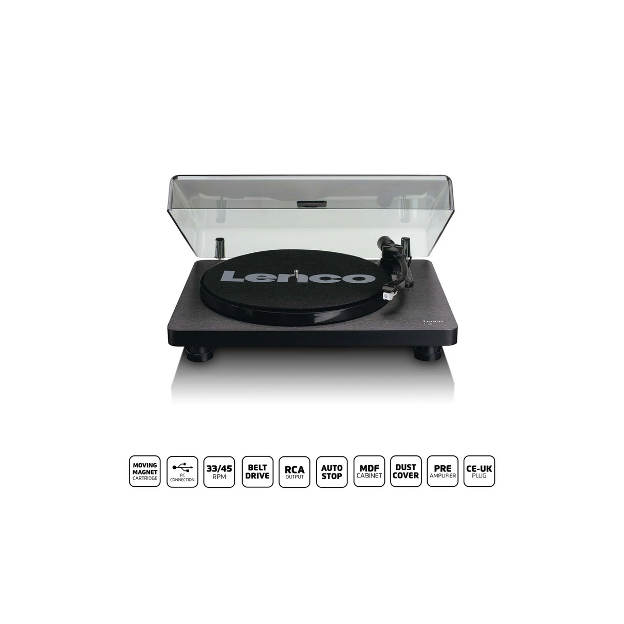 Lenco L-30BK - Record Player with USB (Black)