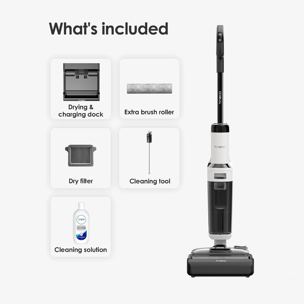 Tineco Floor One S6 Stretch Max - Cordless Wet Dry Vacuum Cleaner, 180°Lay-Flat Smart Vacuum Mop, 60 Minutes Long Runtime 158℉ Flashdry Self-Cleaning, Dual-Sided Edge Cleaning
