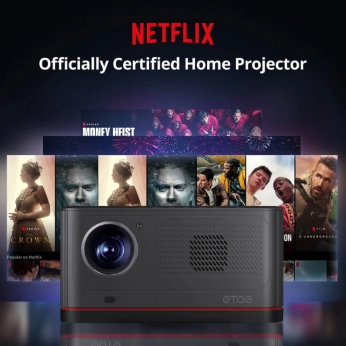 ETOE Whale Pro - 1500 Lumens 1080P Full HD DLP Google TV Smart Portable Projector