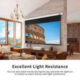 Vividstorm PRO Slimline Tab Tension Ultra short Throw Ambient Light Rejecting Drop Down Motorised Projection Screen 130 Inches