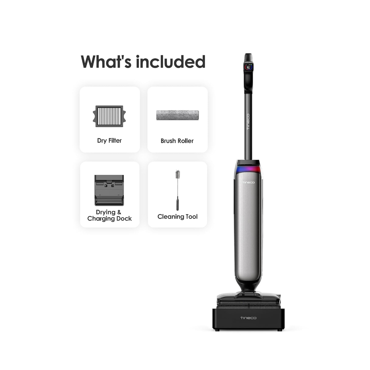 Tineco Floor One S9 - Artist Steam Wet Dry Vacuum Cleaner, High-temp Steam Cleaning, 22kPa Suction, 360° SmoothDrive, Anti-Tangle Design, 185°F Flashdry, Long Runtime,