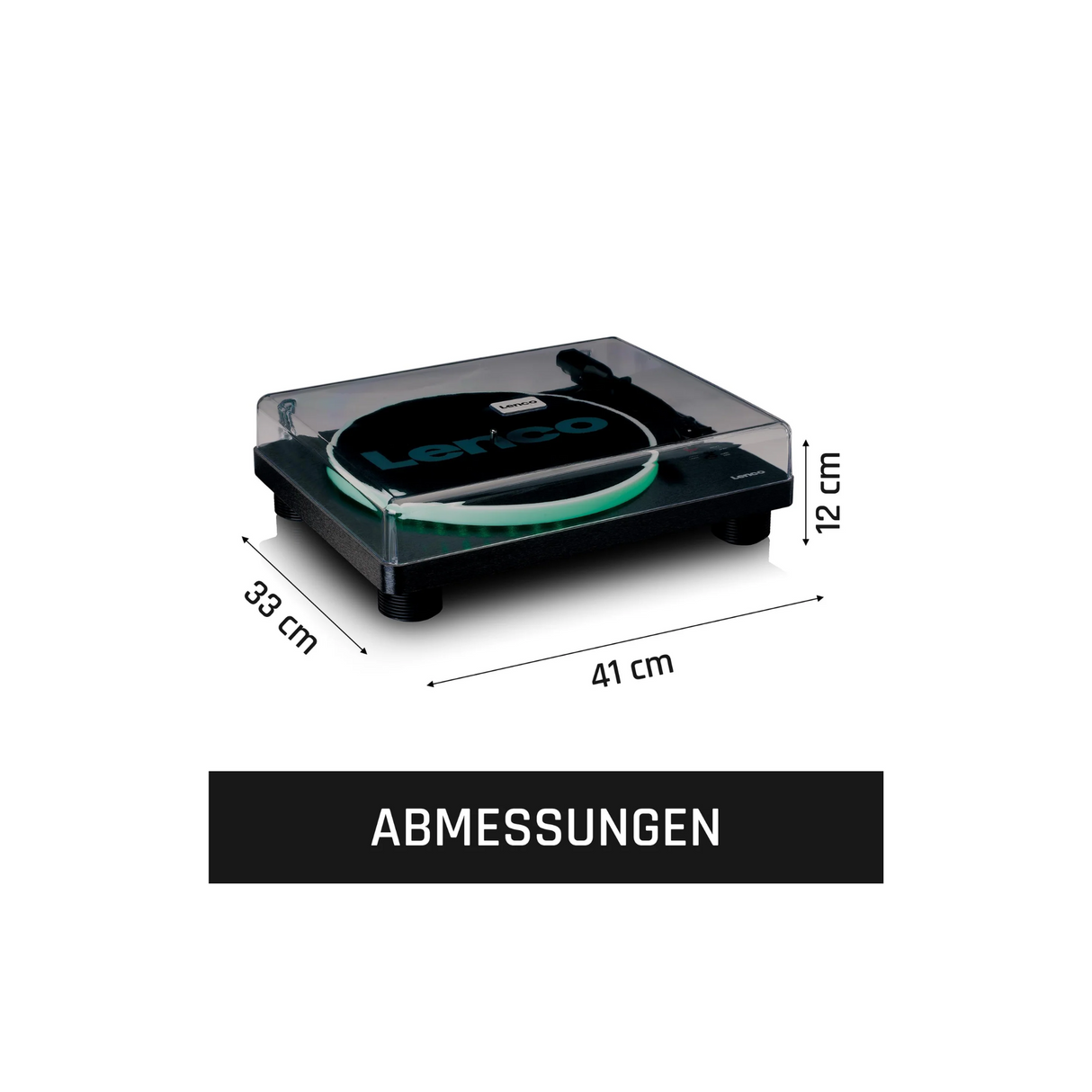 Lenco LS-50LED BK - Record Player with PC encoding, speakers and lights (Black)