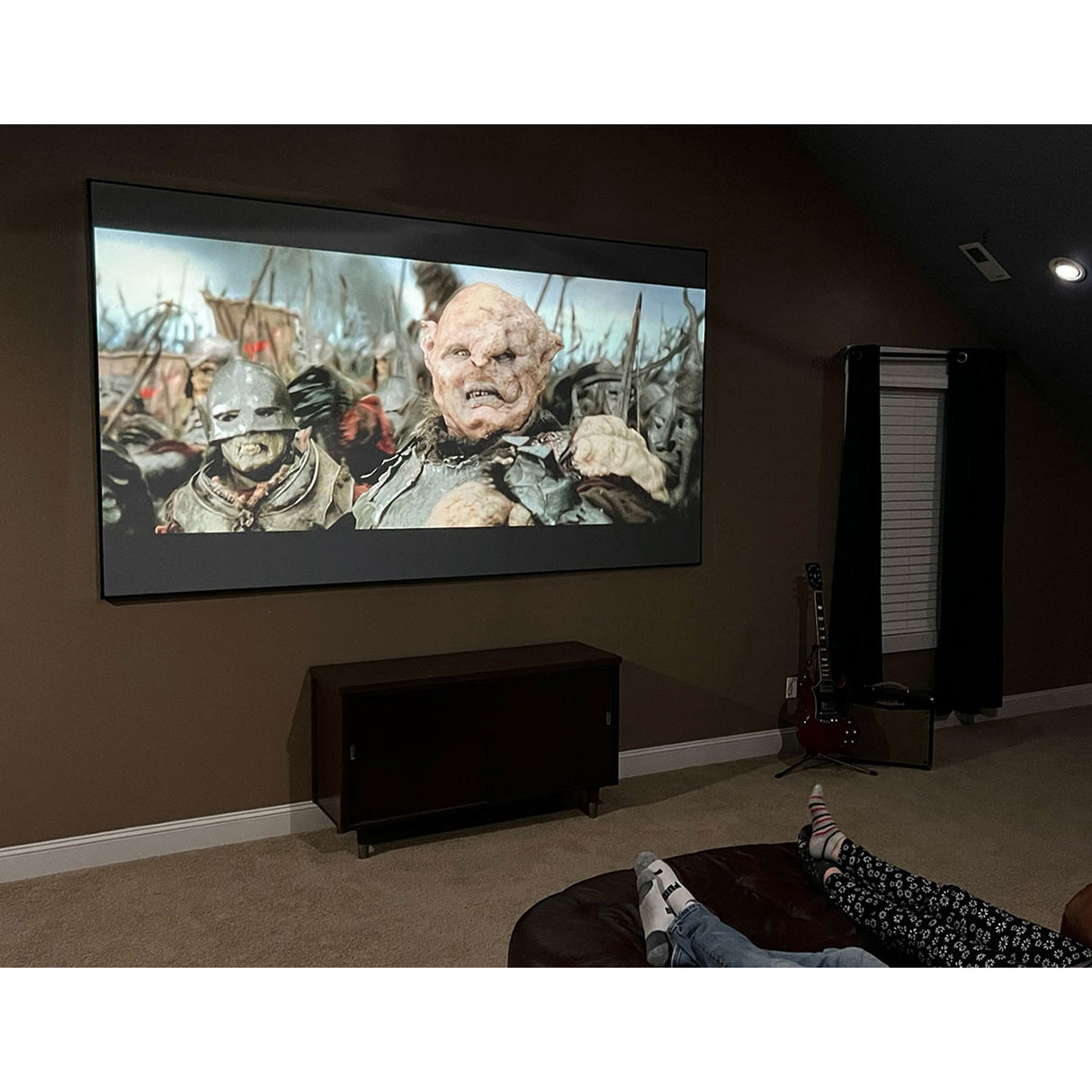 Elite Screens AR135DHD4 Aeon Series – 135 Inches Acoustic CineGrey 3D Edge Free/Edgeless Fixed Frame Projection Screen