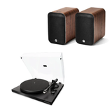 Q Acoustics M20 Powered Active Bookshelf Speaker (Pair) (Walnut) + Argon Audio TT MK2 Turntable (Black) - Stereo Bundle Package