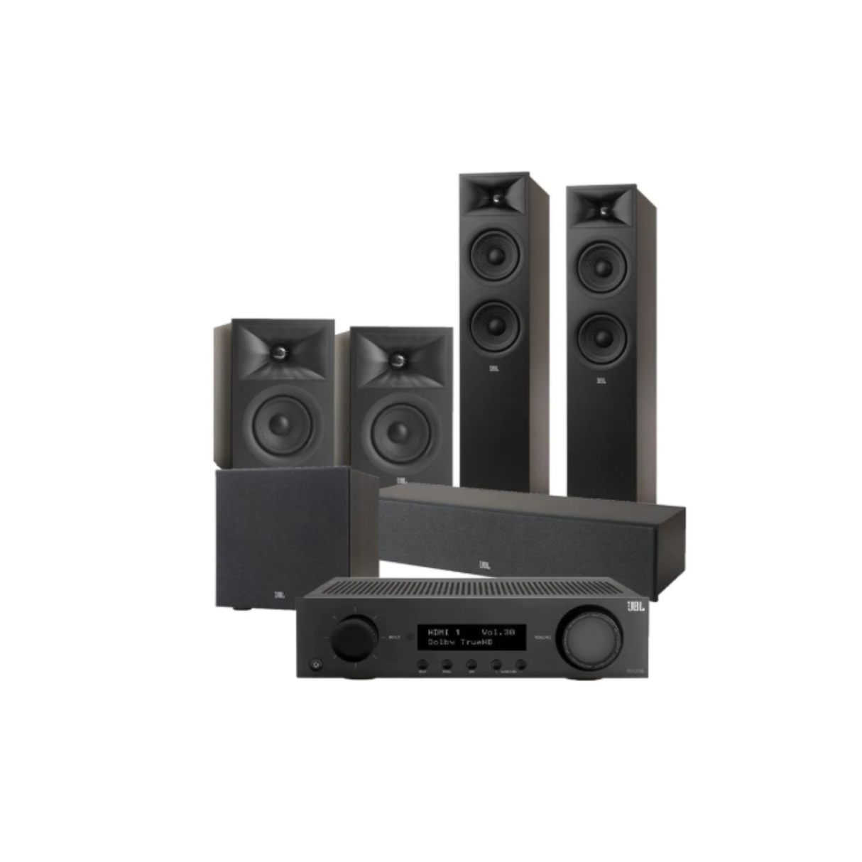 JBL MA310 5.2 Channel 4K AV Receiver with JBL Stage 260 5.1 Speaker Package (Bundle Pack)