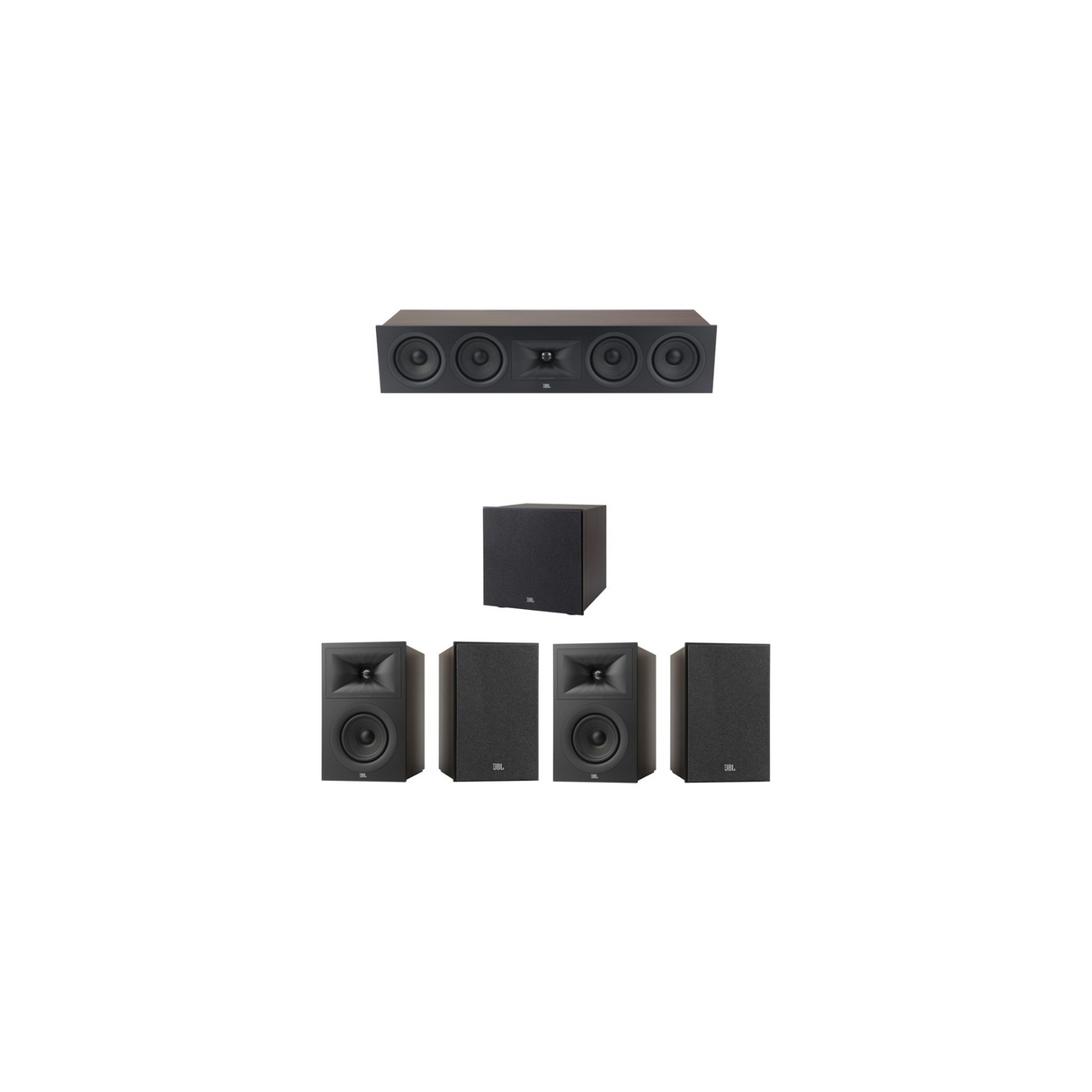 JBL Stage 250B Series 5.1 Channel- 5.1 Bookshelf Speaker Bundle Package (Includes Stage 250B, 245C, 200P)