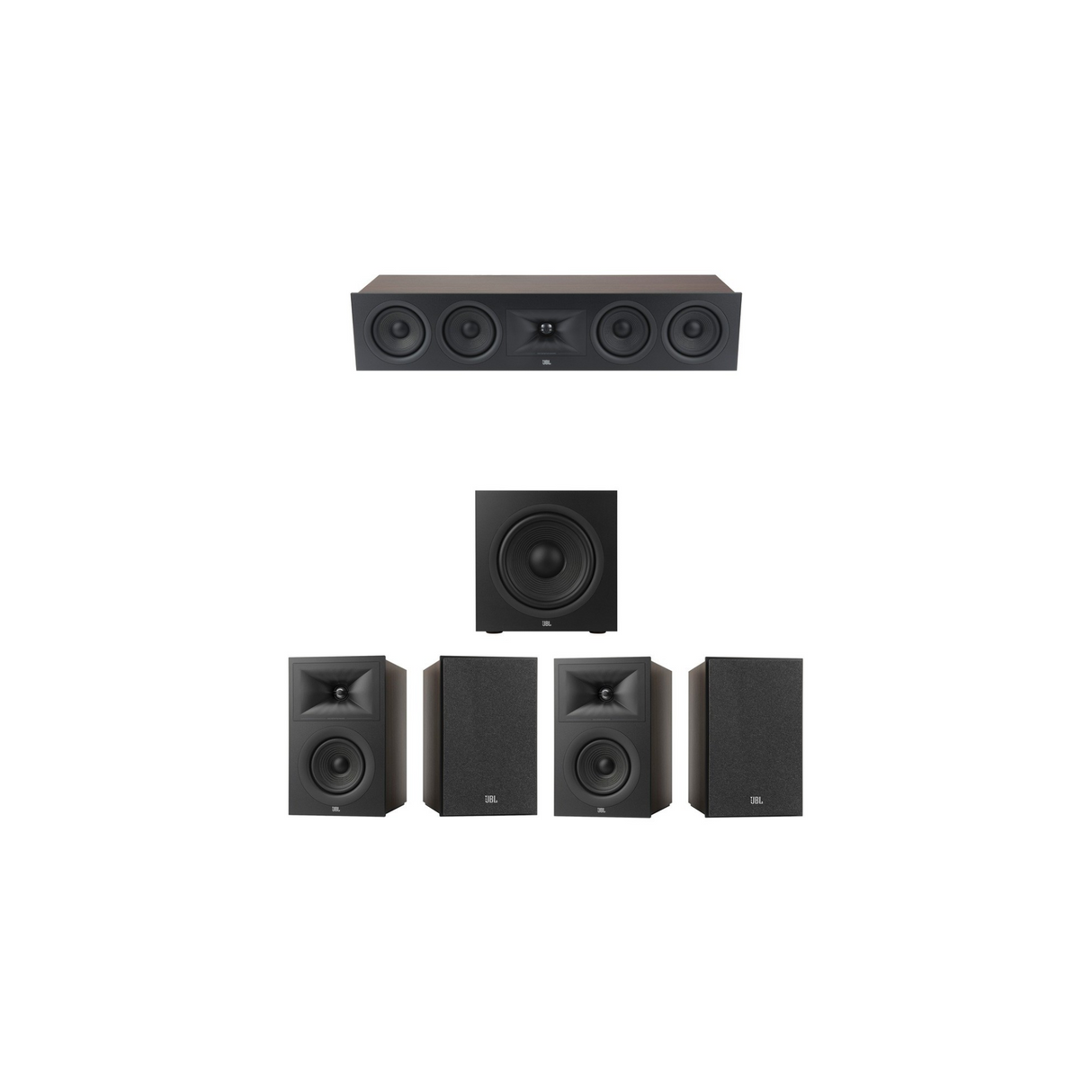 JBL Stage 250B Series 5.1 Channel- 5.1 Bookshelf Speaker Bundle Package (Includes Stage 250B, 245C, 220P)