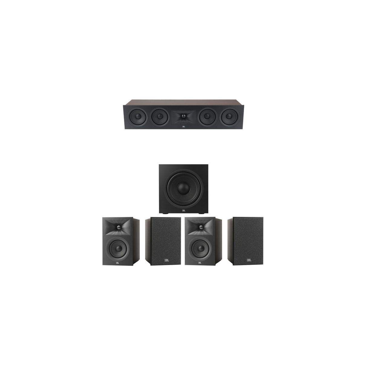 JBL Stage 240B Series 5.1 Channel- 5.1 Bookshelf Speaker Bundle Package (Includes Stage 240B, 245C, 220P)