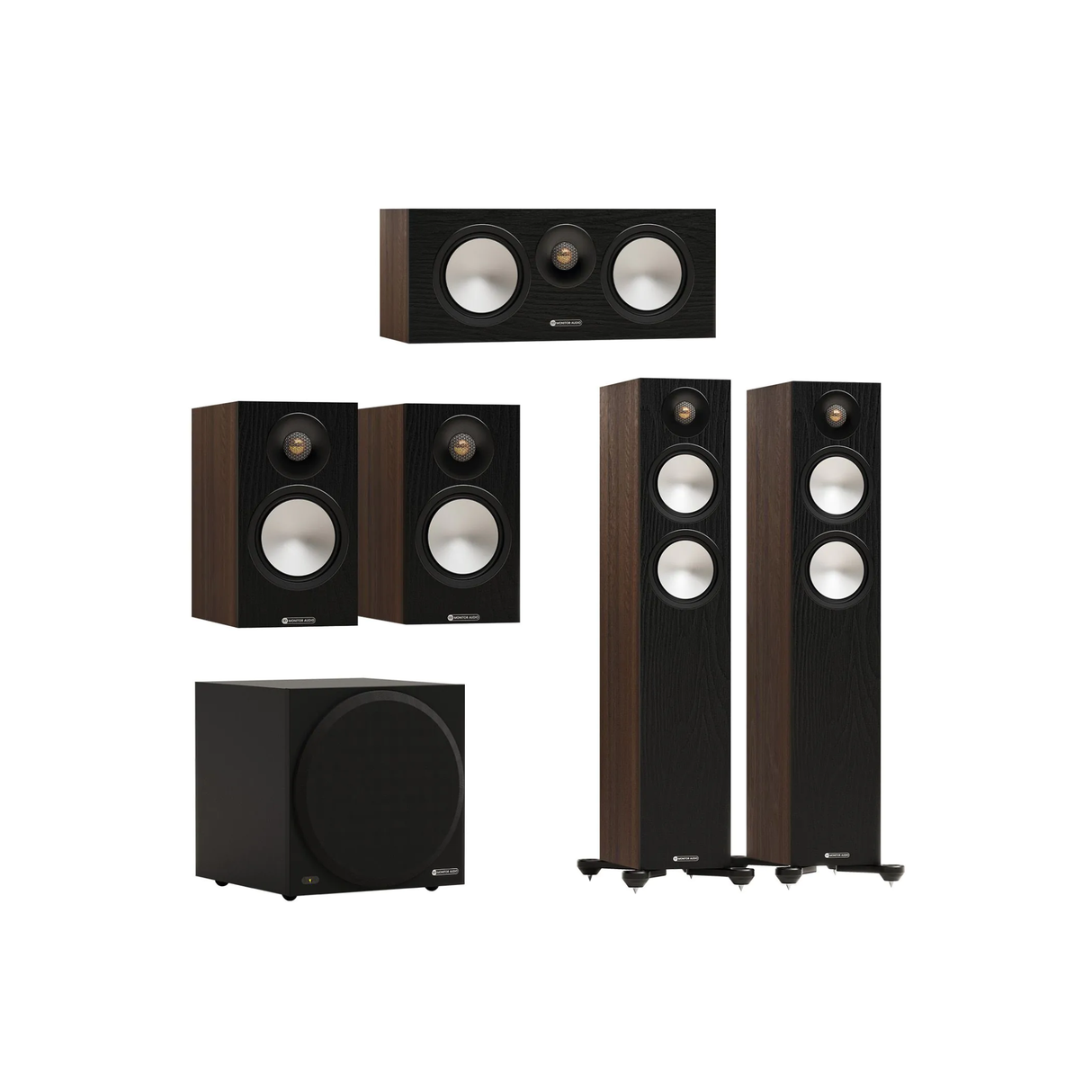 Monitor Audio Bronze 300 7G - 5.1 Speaker Package (Walnut) (Bundle)
