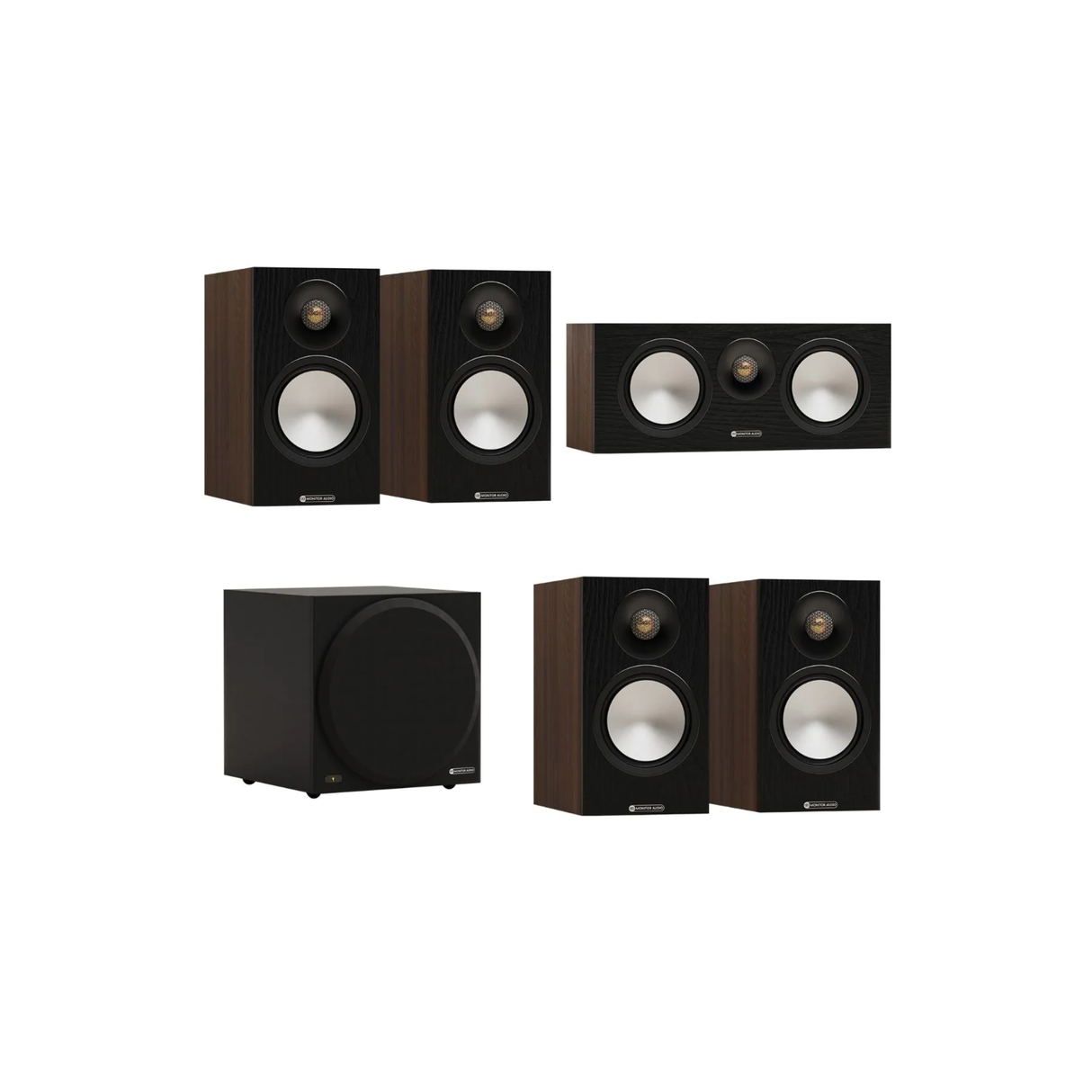 Monitor Audio Bronze 50 7G - 5.1 Bookshelf Speaker Package (Walnut) (Bundle)