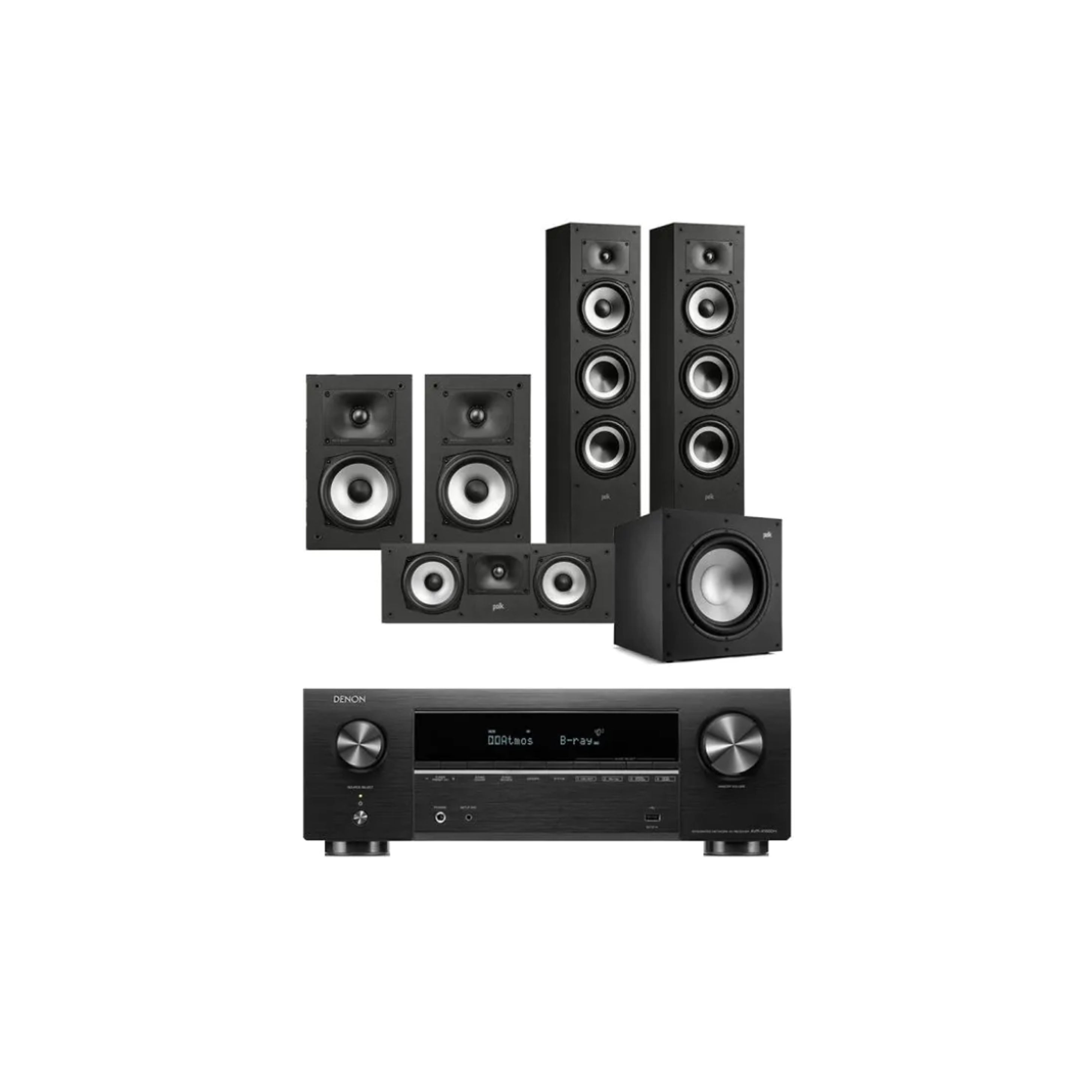 Denon AVR-X1800H AV Receiver with Polk Audio Monitor XT 60 5.1