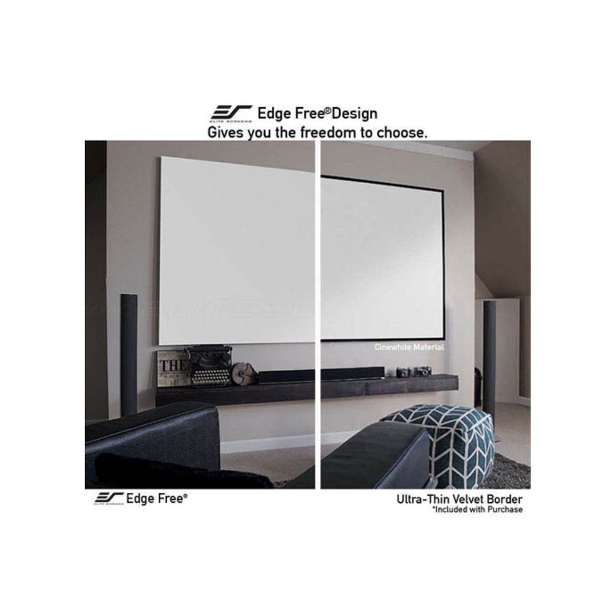 Led Screen 150 Inch Elite Screens AR150WH2 Aeon Series - 150 Inches CineWhite Edge Free/Ed ...