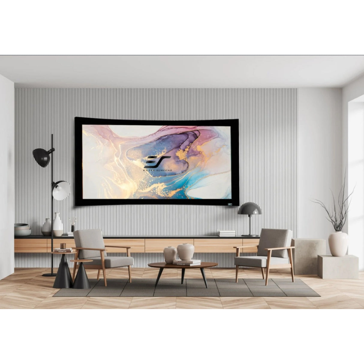 Elite Screens CURVE180WH1 Lunette Series - 180 Inches CineWhite Curve Fixed Frame Projection Screen