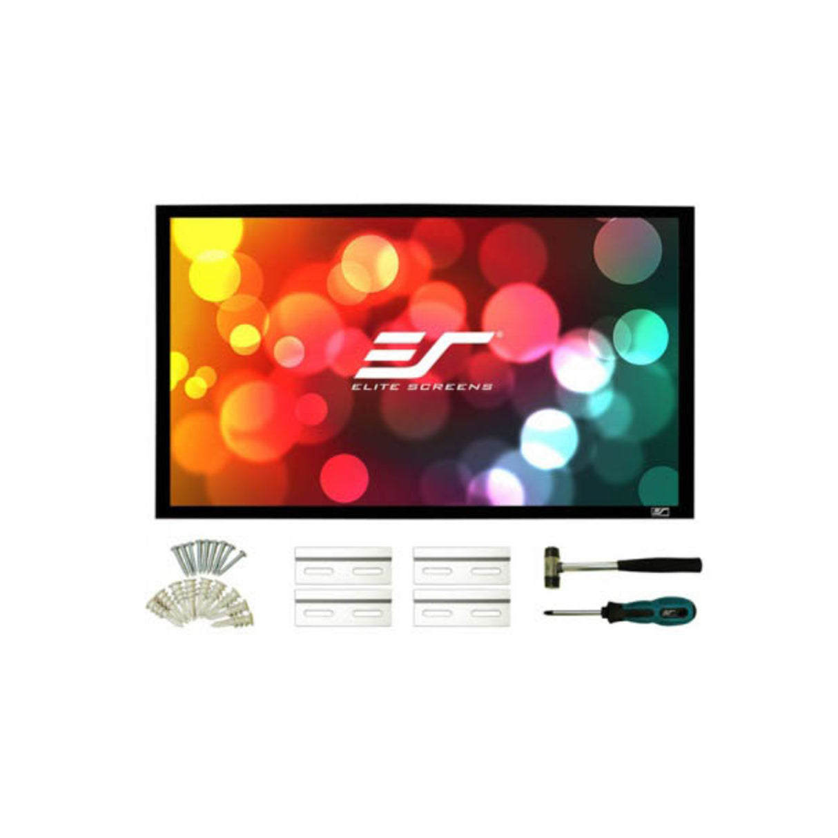 Elite Screens ER100WH1-A1080P4K - 100 Inches Sable Frame Acoustic Pro 1080P Full HD Fixed Transparent Perforated Frame Home Theatre Projection Screen - (16:9)