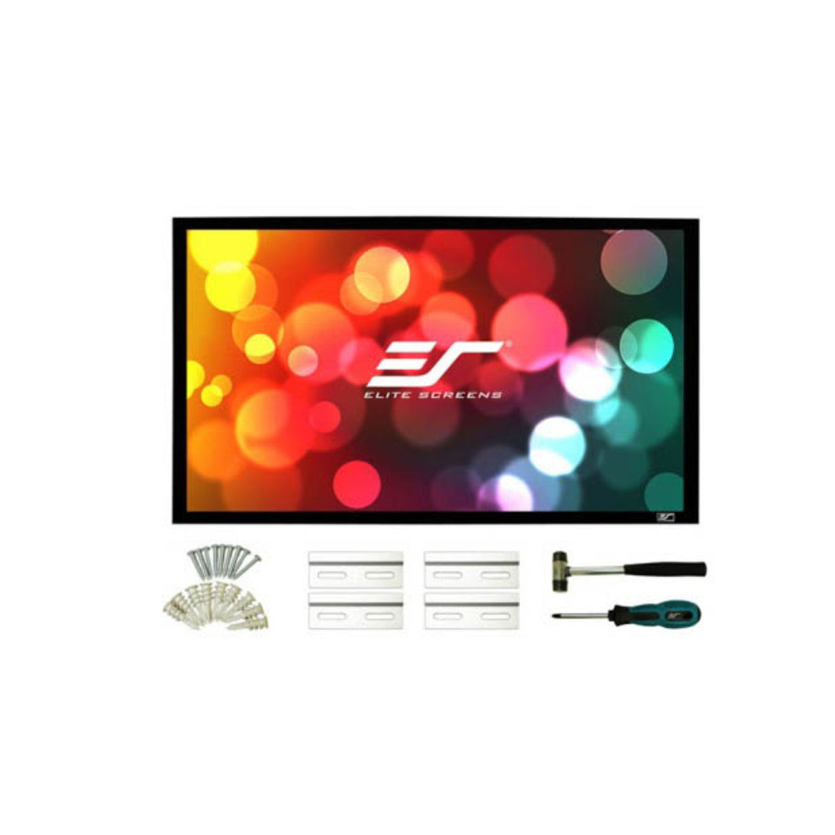 Elite Screens ER120WH1-A1080P4K - 120 Inches Sable Frame Acoustic Pro 1080P Full HD Fixed Transparent Perforated Frame Home Theatre Projection Screen - (16:9)