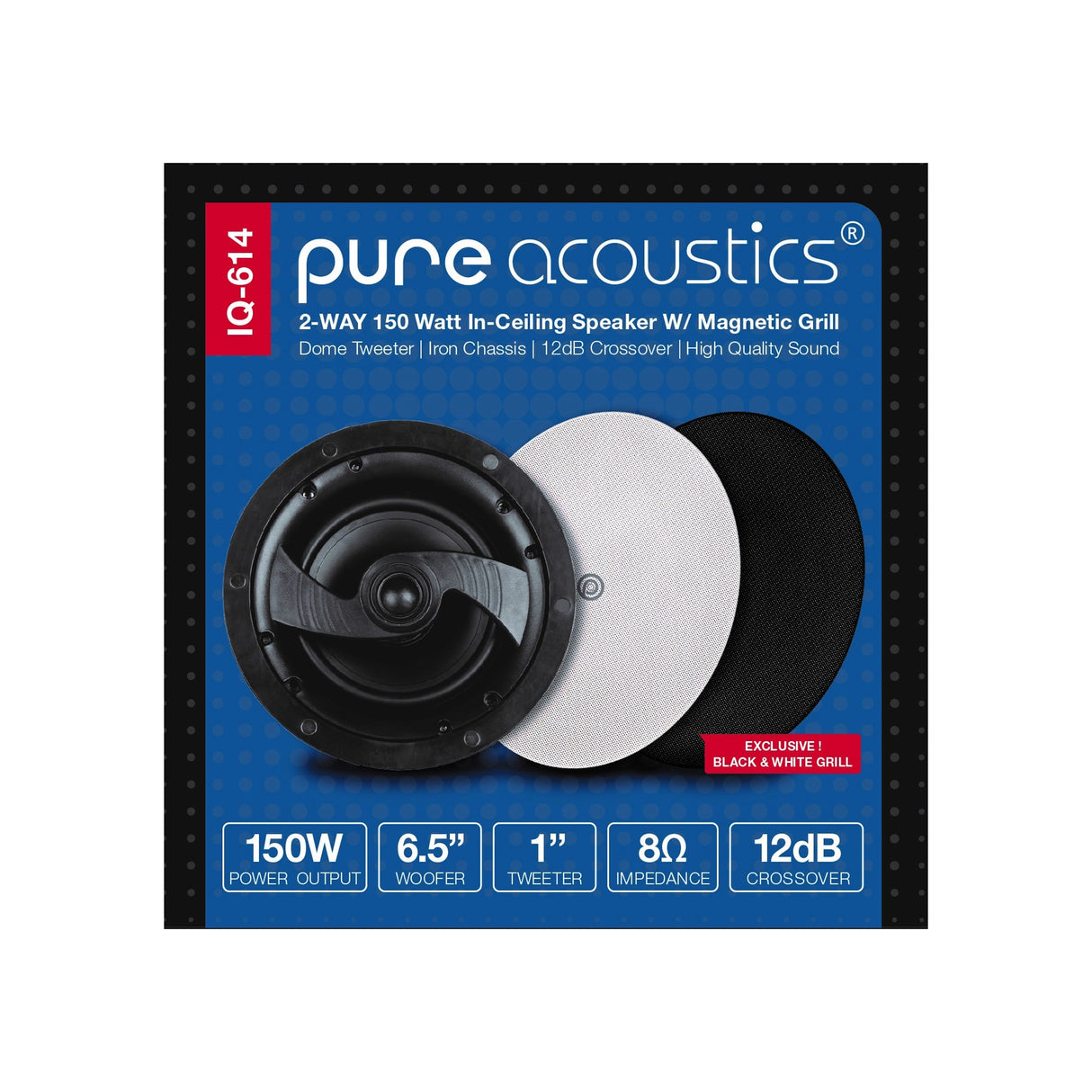 Pure Acoustics IQ-614 - 2-Way 6.5 inches In-Ceiling Speaker (150W) (Each)