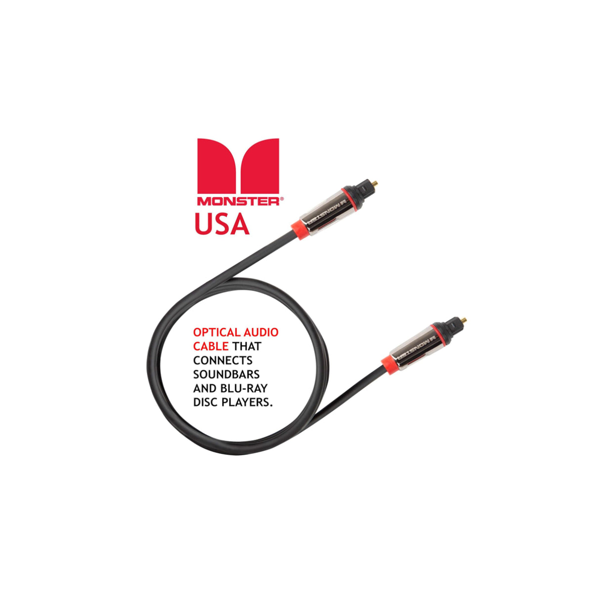 Monster Optical Audio Cable (140891-00) - (1.82 Meter/6FT) Connects Soundbars and Blue-Ray Disc players
